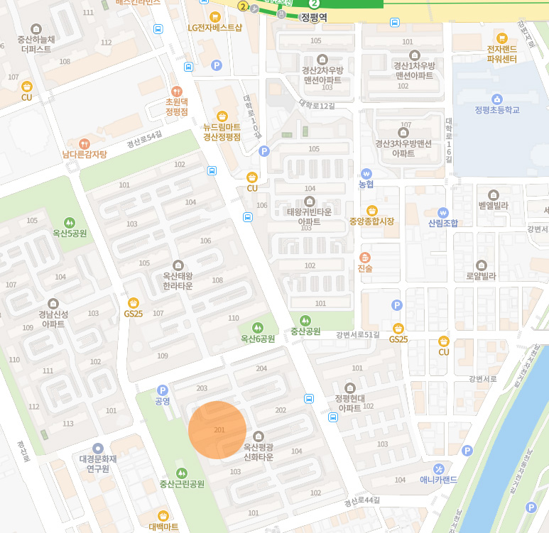 정평역 8분 거리, 경산 옥산동 옥산신화평광 41평형 아파트 매매