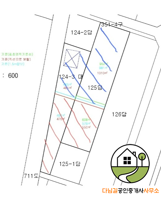 경산시 압량읍 신대부적지구 땅·토지 대·답 분할 매매 약310평